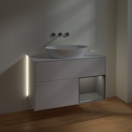 Тумба под раковину Villeroy & Boch Finion 100х50,1 см с подсветкой МДФ глянцевый белый лак/стекло белое матовое GA21GKGF