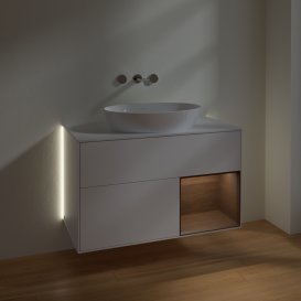 Тумба под раковину Villeroy & Boch Finion 100х50,1 см с подсветкой МДФ белый матовый лак/стекло белое матовое GA21GNMT