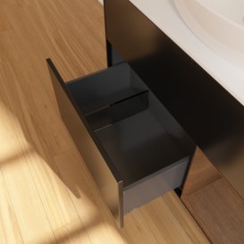 Тумба под раковину Villeroy & Boch Finion 100х50,1 см с подсветкой МДФ черный матовый лак/стекло белое матовое GA21GNPD