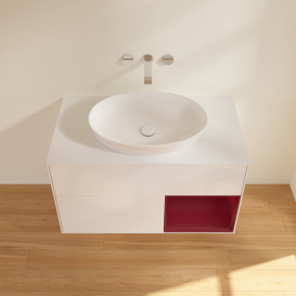 Тумба під раковину Villeroy & Boch Finion 100х50,1 см з підсвіткою МДФ білий глянцевий лак/скло біле матове GA21HBGF