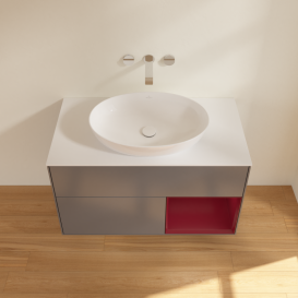 Тумба под раковину Villeroy & Boch Finion 100х50,1 см с подсветкой МДФ антрацит матовый лак/стекло белое матовое GA21HBGK