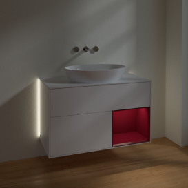 Тумба под раковину Villeroy & Boch Finion 100х50,1 см с подсветкой МДФ белый матовый лак/стекло белое матовое GA21HBMT