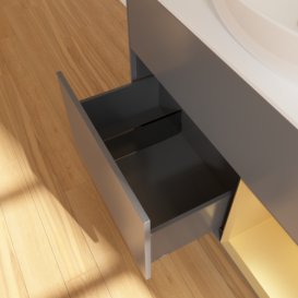 Тумба під раковину Villeroy & Boch Finion 100х50,1 см з підсвічуванням антрацит матовий лак/скло біле матове GA21HFGK