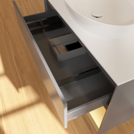 Тумба під раковину Villeroy & Boch Finion 100х50,1 см з підсвічуванням антрацит матовий лак/скло біле матове GA21HFGK