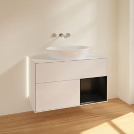 Тумба под раковину Villeroy & Boch Finion 100х50,1 см с подсветкой МДФ глянцевый белый лак/стекло белое матовое GA21PDGF