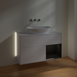 Тумба під раковину Villeroy & Boch Finion 100х50,1 см із підсвічуванням МДФ білий матовий лак/скло біле матове GA21PDMT