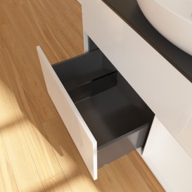 Тумба под раковину Villeroy & Boch Finion 100х50,1 см с подсветкой МДФ глянцевый белый лак/стекло черное матовое GA22GFGF