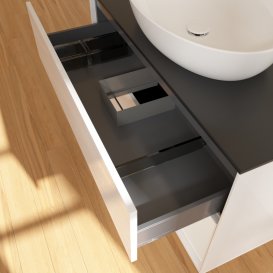 Тумба под раковину Villeroy & Boch Finion 100х50,1 см с подсветкой МДФ глянцевый белый лак/стекло черное матовое GA22GFGF