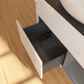 Тумба під раковину Villeroy & Boch Finion 100х50,1 см з підсвічуванням МДФ білий глянцевий лак/скло чорне матове GA22GKGF