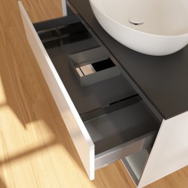 Тумба під раковину Villeroy & Boch Finion 100х50,1 см з підсвічуванням МДФ білий глянцевий лак/скло чорне матове GA22GKGF