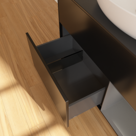 Тумба під раковину Villeroy & Boch Finion 100х50,1 см із підсвічуванням МДФ чорний матовий лак/скло чорне матове GA22GKPD