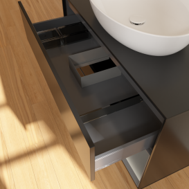 Тумба під раковину Villeroy & Boch Finion 100х50,1 см із підсвічуванням МДФ чорний матовий лак/скло чорне матове GA22GKPD