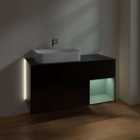Тумба под раковину Villeroy & Boch Finion 120х50,1 см с подсветкой МДФ черный матовый лак/стекло черное матовое G152GMPD