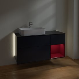 Тумба под раковину Villeroy & Boch Finion 120х50,1 см с подсветкой МДФ темно-синий матовый лак/стекло черное матовое G152HBHG