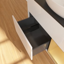 Тумба под раковину Villeroy & Boch Finion 100х50,1 см с подсветкой МДФ глянцевый белый лак/стекло черное матовое GA22HFGF