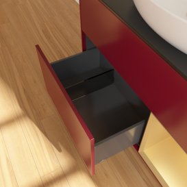 Тумба под раковину Villeroy & Boch Finion 100х50,1 см с подсветкой МДФ пион матовый лак/стекло черное матовое GA22HFHB