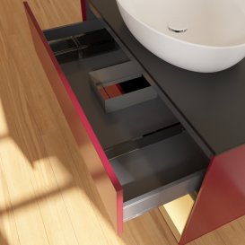 Тумба под раковину Villeroy & Boch Finion 100х50,1 см с подсветкой МДФ пион матовый лак/стекло черное матовое GA22HFHB