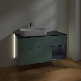 Тумба под раковину Villeroy & Boch Finion 120х50,1 см с подсветкой МДФ оливковый матовый лак/стекло черное матовое G152HGGM