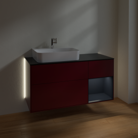 Тумба під раковину Villeroy & Boch Finion 120х50,1 см із підсвічуванням МДФ півонія матовий лак/скло чорне матове G152HGHB