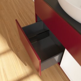 Тумба під раковину Villeroy & Boch Finion 100х50,1 см з підсвічуванням МДФ півонія матовий лак/скло чорне матове GA22MTHB