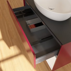 Тумба під раковину Villeroy & Boch Finion 100х50,1 см з підсвічуванням МДФ півонія матовий лак/скло чорне матове GA22MTHB