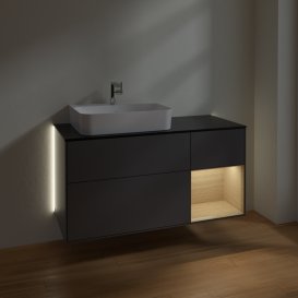 Тумба під раковину Villeroy & Boch Finion 120х50,1 см із підсвічуванням МДФ антрацит матовий лак/скло чорне матове G152PCGK