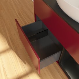 Тумба під раковину Villeroy & Boch Finion 100х50,1 см з підсвічуванням МДФ півонія матовий лак/скло чорне матове GA22PDHB