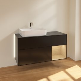 Тумба під раковину Villeroy & Boch Finion 120х50,1 см із підсвічуванням МДФ чорний матовий лак/скло чорне матове G152PCPD