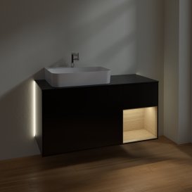 Тумба під раковину Villeroy & Boch Finion 120х50,1 см із підсвічуванням МДФ чорний матовий лак/скло чорне матове G152PCPD