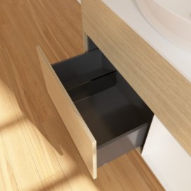 Тумба під раковину Villeroy & Boch Finion 100х50,1 см із підсвічуванням МДФ шпон дуба/скло біле матове GA21GFPC