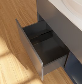 Тумба під раковину Villeroy & Boch Finion 100х50,1 см з підсвічуванням антрацит матовий лак/скло біле матове GA21HGGK