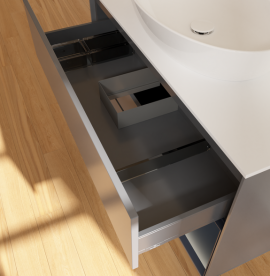 Тумба під раковину Villeroy & Boch Finion 100х50,1 см з підсвічуванням антрацит матовий лак/скло біле матове GA21HGGK