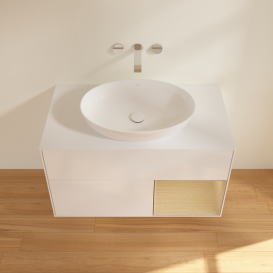 Тумба під раковину Villeroy & Boch Finion 100х50,1 см з підсвіткою МДФ білий глянцевий лак/скло біле матове GA21PCGF