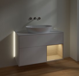 Тумба під раковину Villeroy & Boch Finion 100х50,1 см з підсвіткою МДФ білий глянцевий лак/скло біле матове GA21PCGF