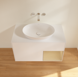 Тумба під раковину Villeroy & Boch Finion 100х50,1 см із підсвічуванням МДФ білий матовий лак/скло біле матове GA21PCMT