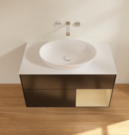 Тумба під раковину Villeroy & Boch Finion 100х50,1 см із підсвічуванням МДФ чорний матовий лак/скло біле матове GA21PCPD