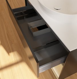 Тумба під раковину Villeroy & Boch Finion 100х50,1 см із підсвічуванням МДФ чорний матовий лак/скло біле матове GA21PCPD