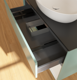 Тумба под раковину Villeroy & Boch Finion 100х50,1 см с подсветкой МДФ оливковый матовый лак/стекло черное матовое GA22GFGM