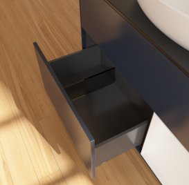 Тумба под раковину Villeroy & Boch Finion 100х50,1 см с подсветкой МДФ темно-синий матовый лак/стекло черное матовое GA22GFHG