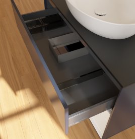 Тумба под раковину Villeroy & Boch Finion 100х50,1 см с подсветкой МДФ темно-синий матовый лак/стекло черное матовое GA22GFHG