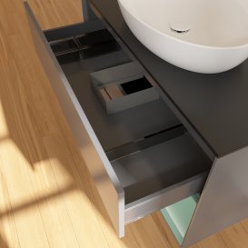 Тумба под раковину Villeroy & Boch Finion 100х50,1 см с подсветкой МДФ антрацит матовый лак/стекло черное матовое GA22GMGK