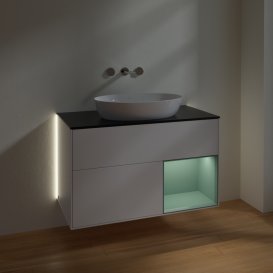 Тумба під раковину Villeroy & Boch Finion 100х50,1 см із підсвічуванням МДФ білий матовий лак/скло чорне матове GA22GMMT