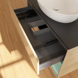 Тумба под раковину Villeroy & Boch Finion 100х50,1 см с подсветкой МДФ шпон дуба/стекло черное матовое GA22GMPC