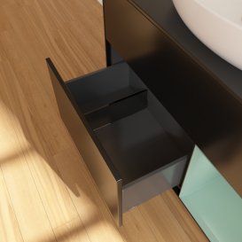 Тумба під раковину Villeroy & Boch Finion 100х50,1 см із підсвічуванням МДФ чорний матовий лак/скло чорне матове GA22GMPD