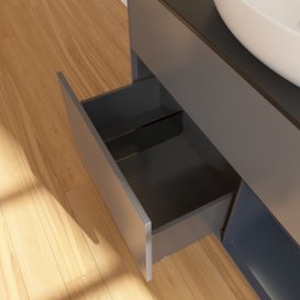 Тумба под раковину Villeroy & Boch Finion 100х50,1 см с подсветкой МДФ антрацит матовый лак/стекло черное матовое GA22HGGK