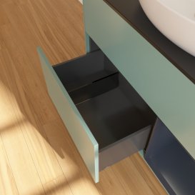 Тумба під раковину Villeroy & Boch Finion 100х50,1 см із підсвічуванням МДФ оливковий матовий лак/скло чорне матове GA22HGGM