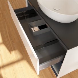 Тумба під раковину Villeroy & Boch Finion 100х50,1 см із підсвічуванням МДФ білий матовий лак/скло чорне матове GA22HGMT