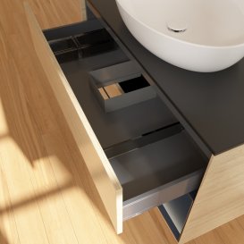 Тумба під раковину Villeroy & Boch Finion 100х50,1 см із підсвічуванням МДФ шпон дуба/скло чорне матове GA22HGPC