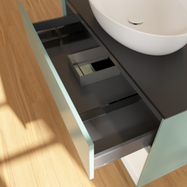 Тумба під раковину Villeroy & Boch Finion 100х50,1 см із підсвічуванням МДФ оливковий матовий лак/скло чорне матове GA22MTGM