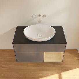 Тумба под раковину Villeroy & Boch Finion 100х50,1 см с подсветкой МДФ антрацит матовый лак/стекло черное матовое GA22PCGK